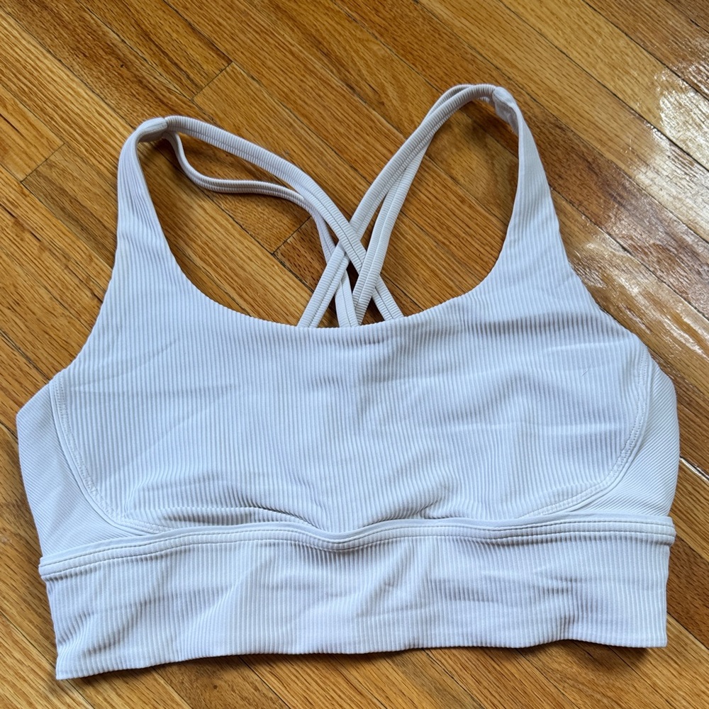 Lululemon Athletica White Ribbed Sports Bra